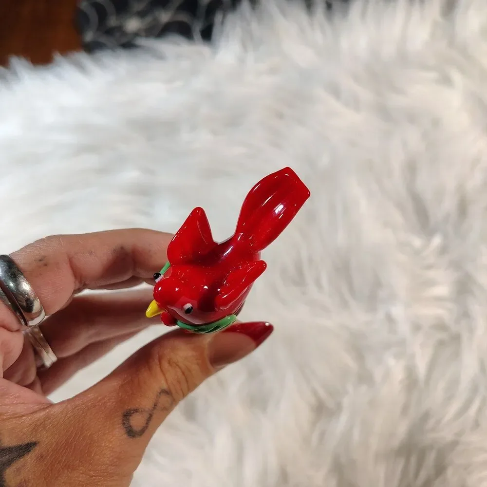 BW Art Glass Wine Bottle Stopper Red Bird Gift Holiday Christmas Decoration